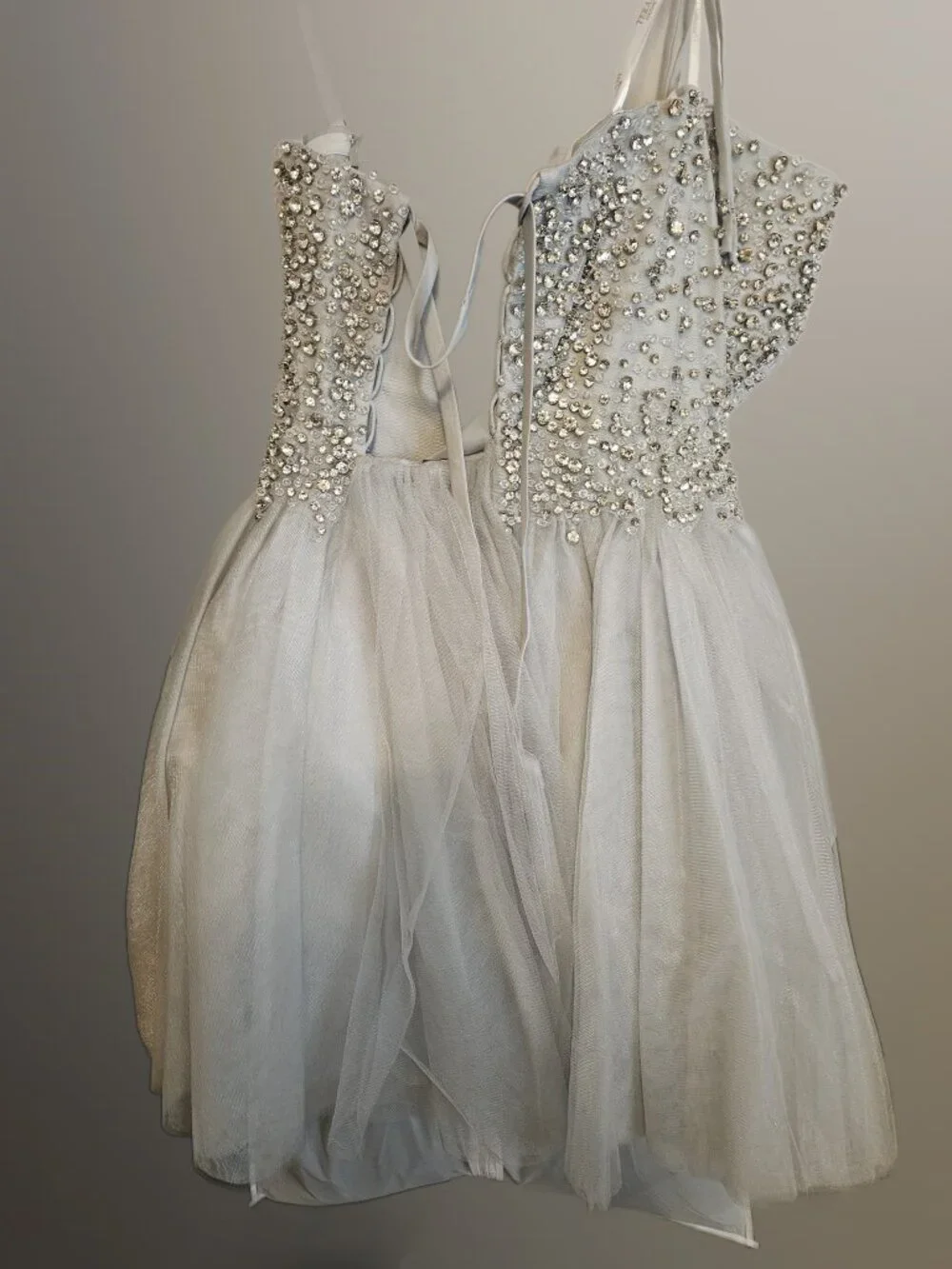 Terani Couture 1921H0320 Silver Crystal Beaded Tulle Homecoming Dress 10 NWT
